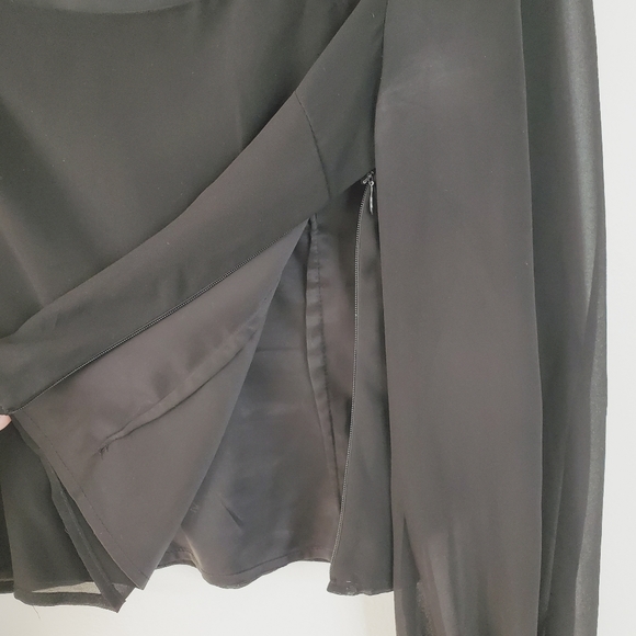 LPA Black Square Neck Puff Sheer LS Sleeve Blouse M - Picture 7 of 15